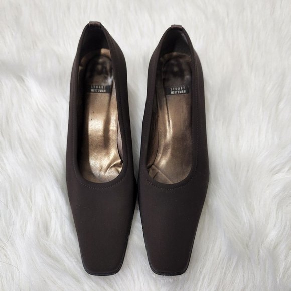 Stuart Weitzman Dark Brown Square-Toe Flats - Picture 1 of 10